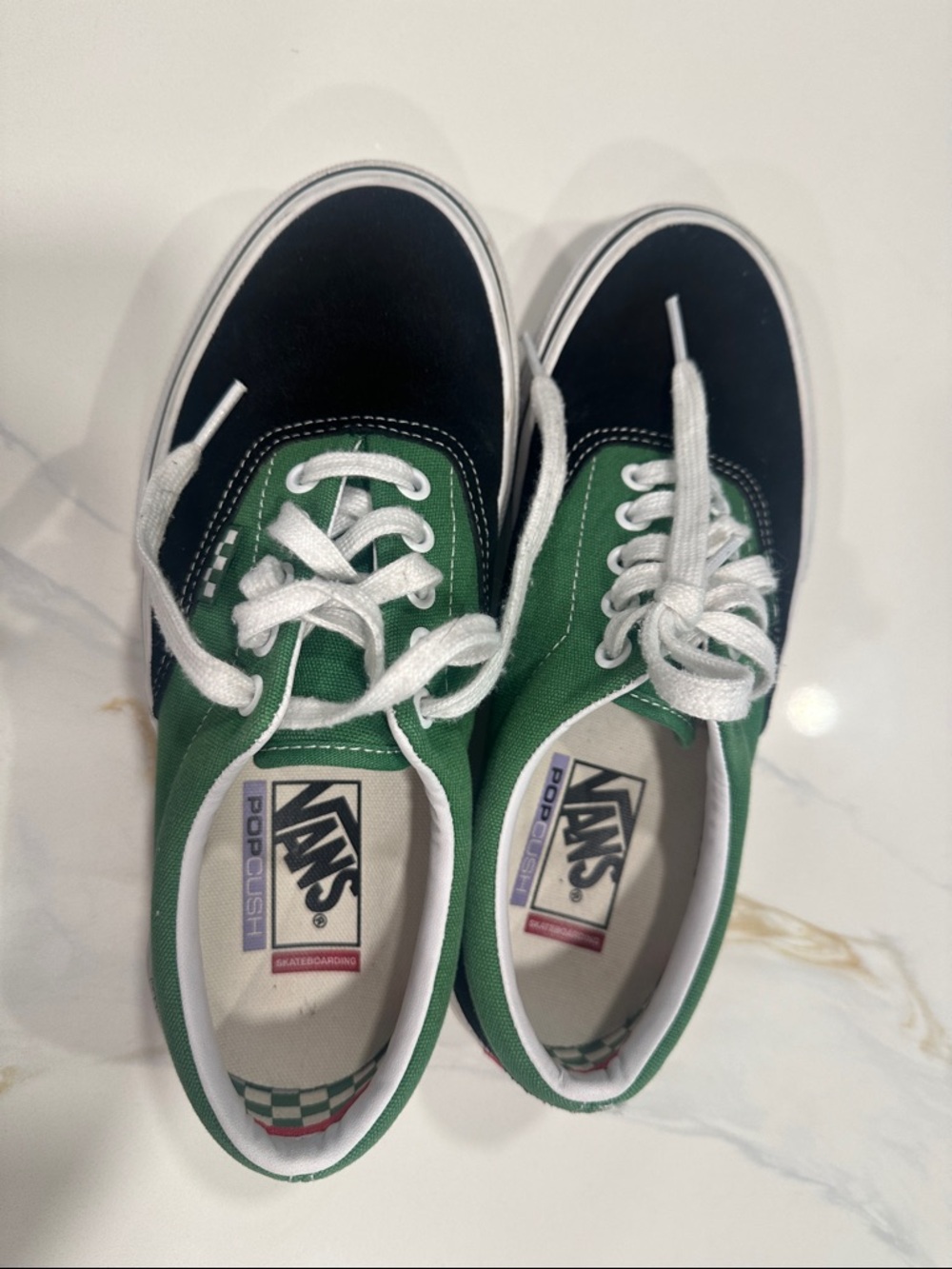 Men’s size 7 Vans Low-Top Canvas Sneakers - Green, Black, White - Picture 2 of 4